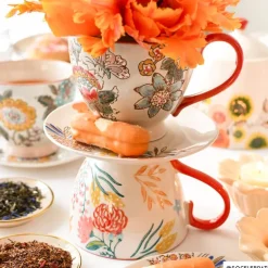 Mok bloemen en vlinder - multikleur - 350 ml