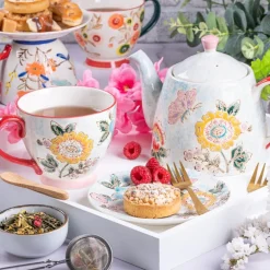 Mok bloemen en vlinder - multikleur - 350 ml