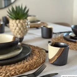 Mok cortado groot - beige/zwart - 350 ml