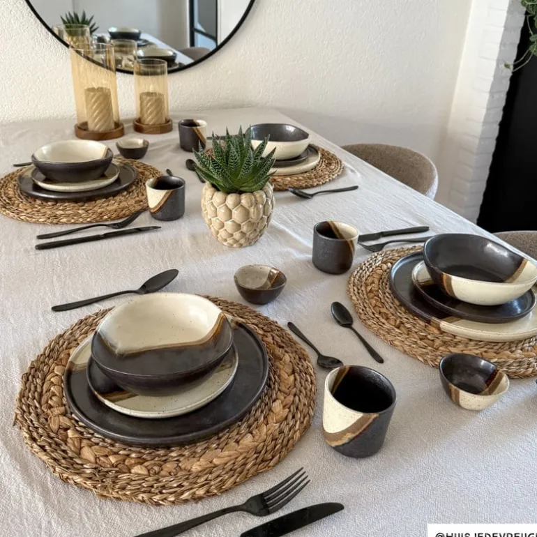 Mok cortado groot - beige/zwart - 350 ml