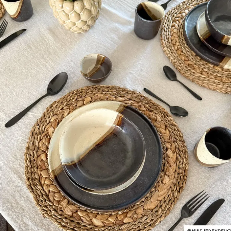 Mok cortado groot - beige/zwart - 350 ml