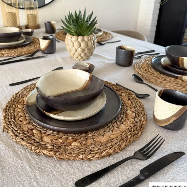 Mok cortado groot - beige/zwart - 350 ml