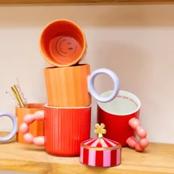 Mok good energy club - paars/oranje - 240 ml - Happy at Home by Sanny