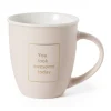 Mok met gouden tekst - lichtroze - 380 ml