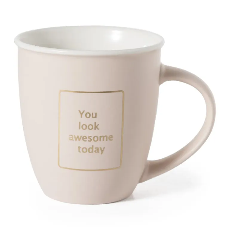 Mok met gouden tekst - lichtroze - 380 ml