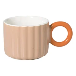 Mok ribbel - bruin/oranje - 200 ml