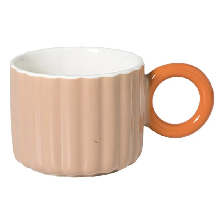 Mok ribbel - bruin/oranje - 200 ml