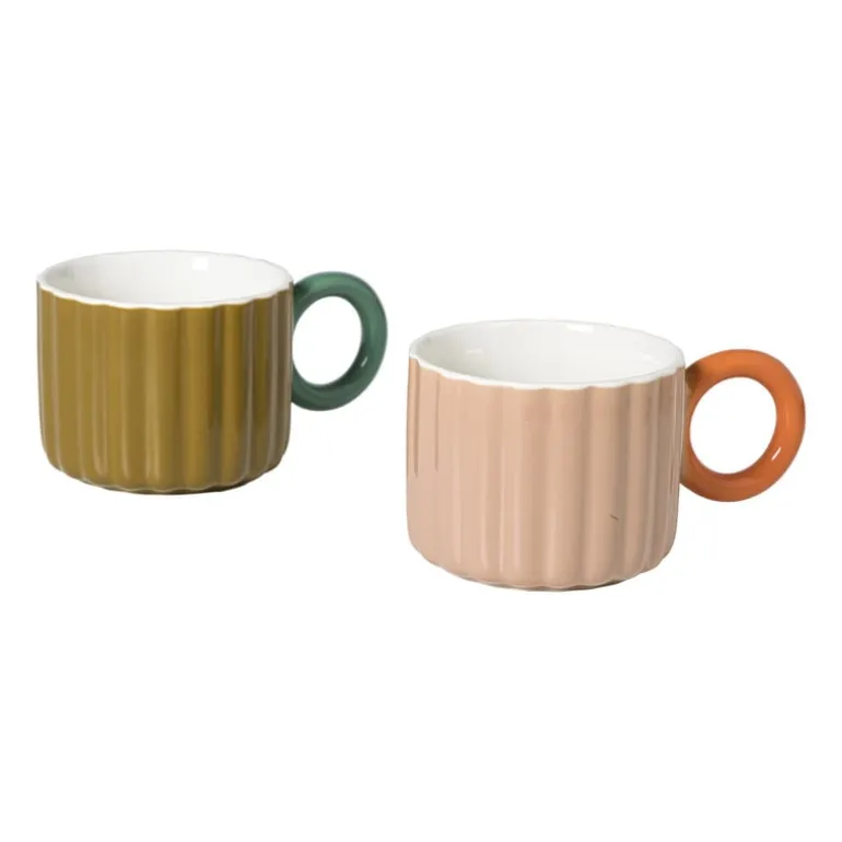 Mok ribbel - bruin/oranje - 200 ml