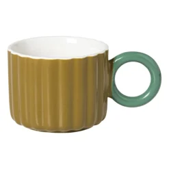 Mok ribbel - geel/groen - 200 ml