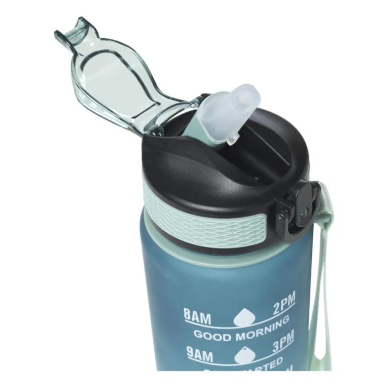 Motivatie waterfles - groen/blauw - 1 liter