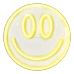 Neon LED lamp smiley - geel - ø33x2 cm