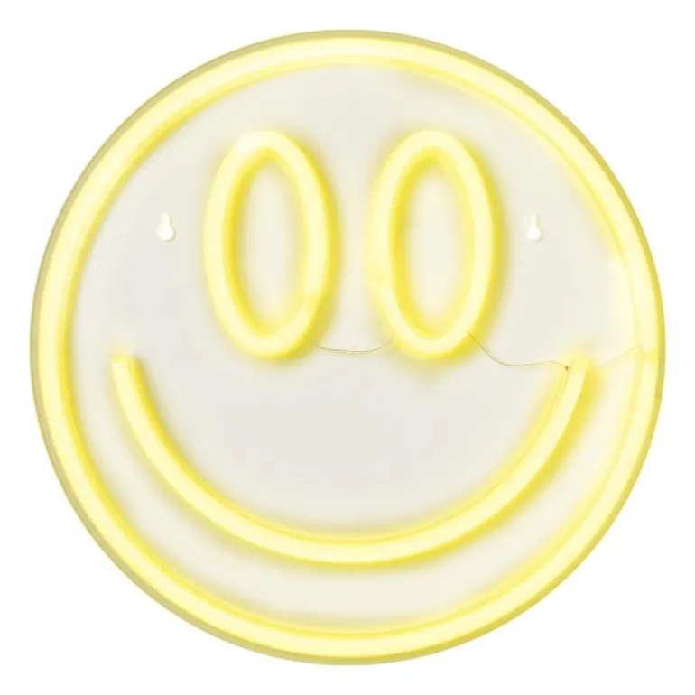 Neon LED lamp smiley - geel - ø33x2 cm