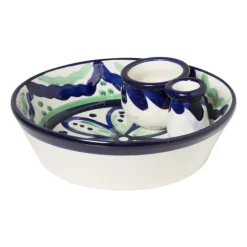 Olijvenbakje flor - groen/blauw - 16 cm