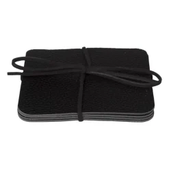 Onderzetters PU leer - zwart - set van 4