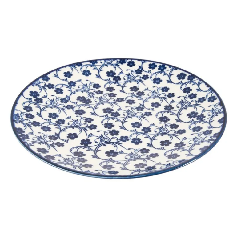 Ontbijtbord blue print - flowers - ⌀21 cm