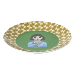 Ontbijtbord flower lady - geel/groen - ø21x2 cm