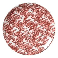 Ontbijtbord Mirna blaadjes - rood/wit - ø22x2 cm