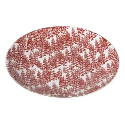 Ontbijtbord Mirna blaadjes - rood/wit - ø22x2 cm