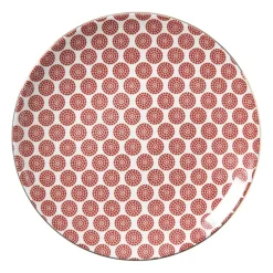 Ontbijtbord Mirna bloem - rood/wit - ø22x2 cm