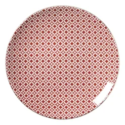 Ontbijtbord Mirna ruit - rood/wit - ø22x2 cm
