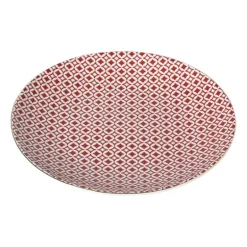 Ontbijtbord Mirna ruit - rood/wit - ø22x2 cm