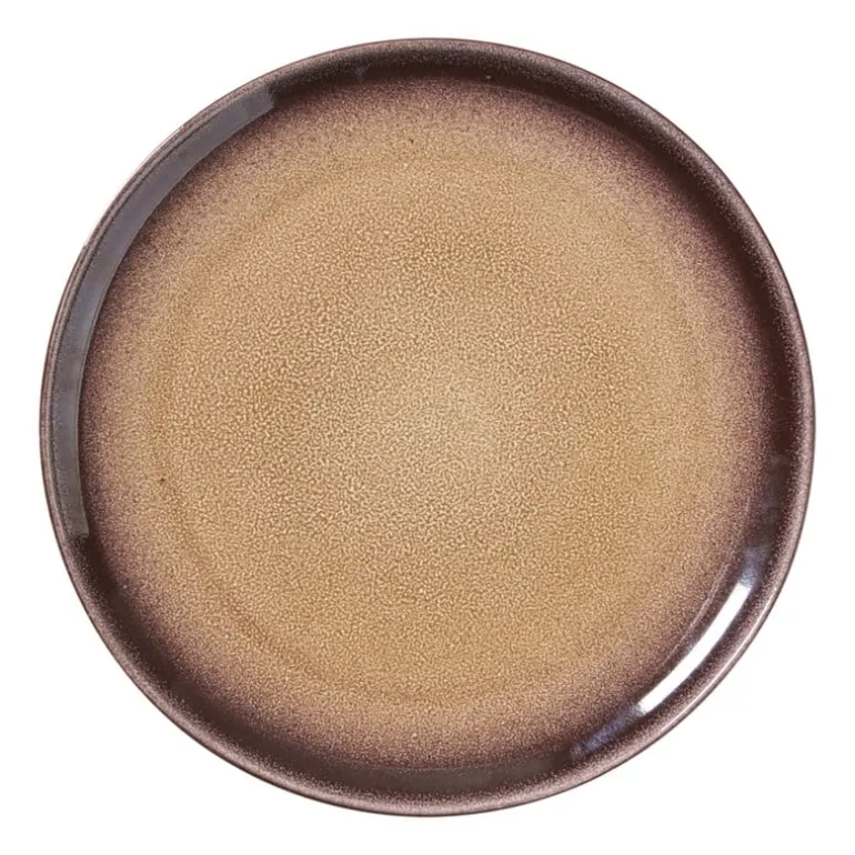 Ontbijtbord Olivia - bordeauxrood/beige - ø22x2 cm