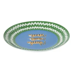Ontbijtbord tijger - groen/blauw - ø21x2 cm