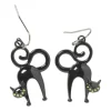 Oorbellen zwarte kat - zwart