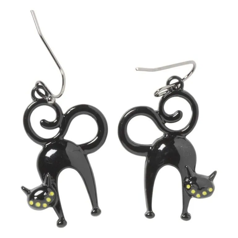 Oorbellen zwarte kat - zwart