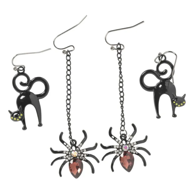 Oorbellen zwarte kat - zwart