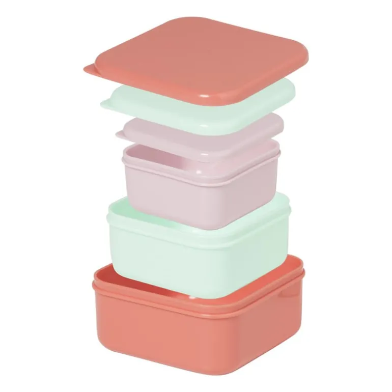 Opbergbakjes set van 3 - roze/lila/groen