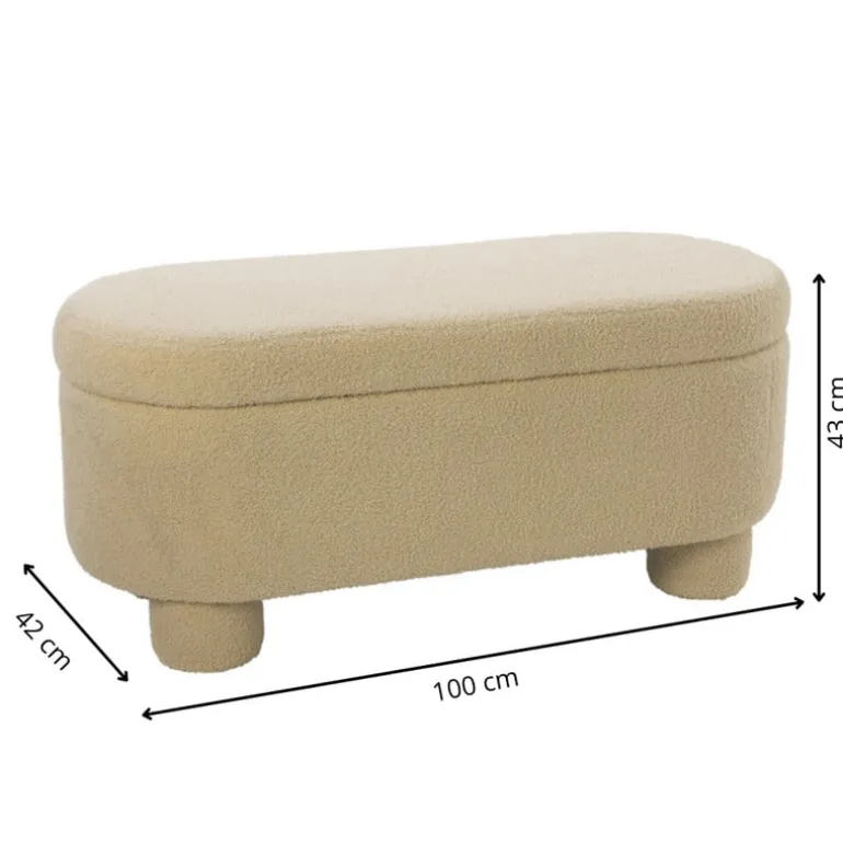 Opbergbank teddy dodo - beige - 43x100x42 cm