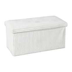 Opbergbox teddy rib rechthoekig - wit - 38x76x38 cm