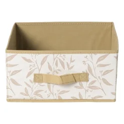 Opbergdoos leafs - bruin/beige - 15x30x30 cm