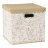 Opbergdoos met deksel leafs - bruin/beige - 30x30x30 cm
