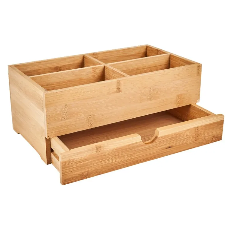 Opberger met lade bamboe - 27x15x11 cm