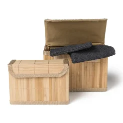 Opbergmand met deksel - bamboe - 14x20x10 cm