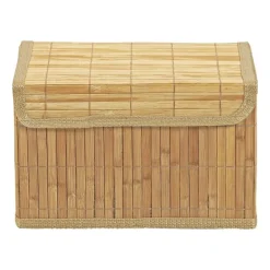 Opbergmand met deksel - bamboe - 18x29x18 cm
