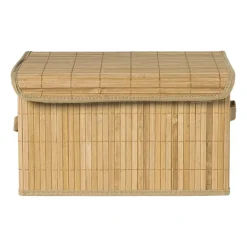 Opbergmand met deksel groot - bamboe - 25x38x22 cm