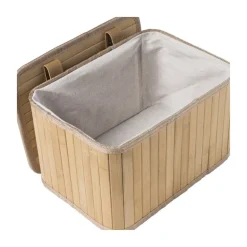 Opbergmand met deksel Oscar - 18x28x20 cm - naturel