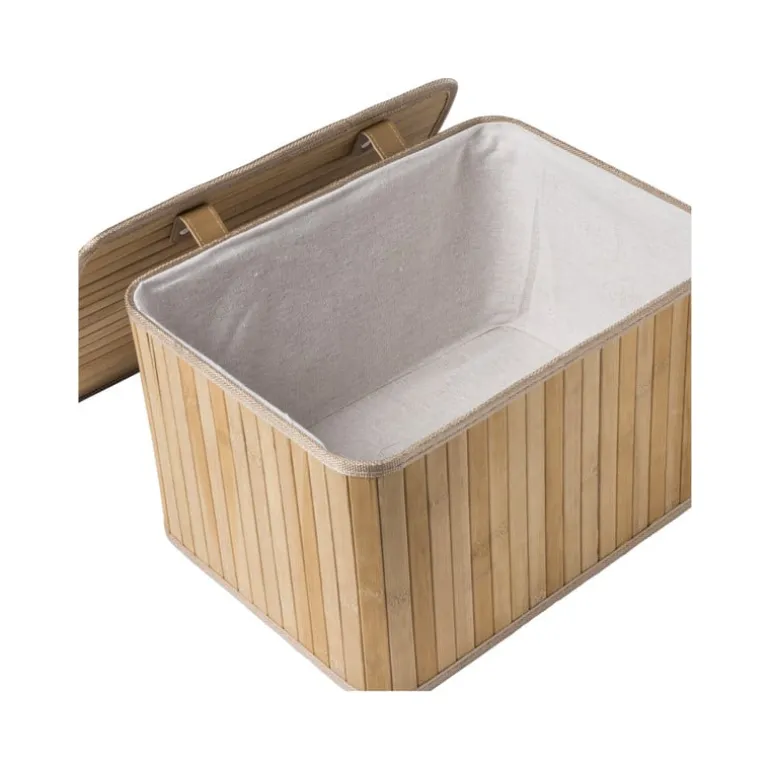 Opbergmand met deksel Oscar - 22x26x36 cm - naturel