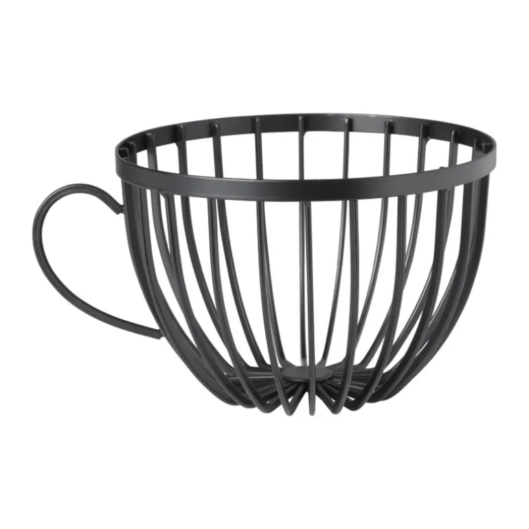 Opbergpot koffiecups - zwart - metaal