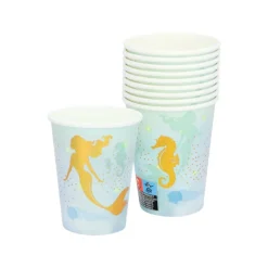 Papieren bekers zeemeermin - set van 10