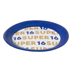 Papieren bordjes 16 jaar - blauw - set van 8