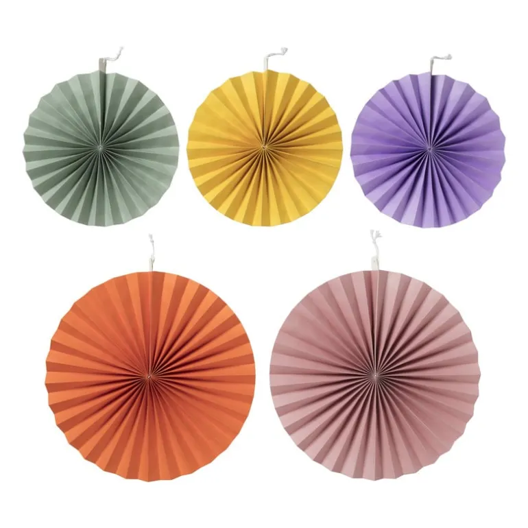 Papieren waaiers - multikleur - set van 5