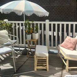 Parasol gestreept - lichtblauw/wit - ø160x180 cm