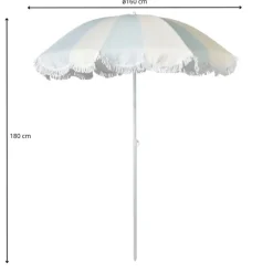 Parasol gestreept - lichtblauw/wit - ø160x180 cm