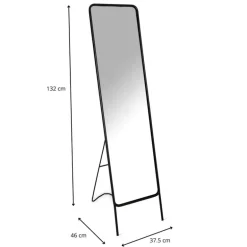 Passpiegel metaal - zwart - 132x37.5x46 cm