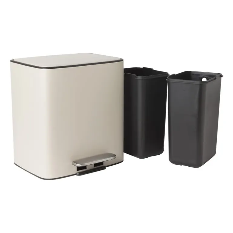 Pedaalemmer 2 vakken - beige - 2x 11.5 liter