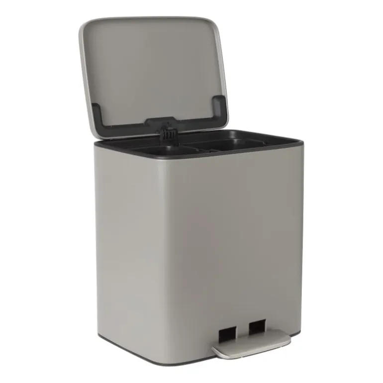 Pedaalemmer 2 vakken - grijs - 2x 11.5 liter